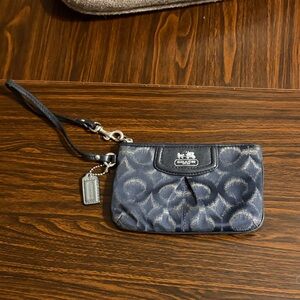 Coach Blue Signature C Wristlet with Leather Strap